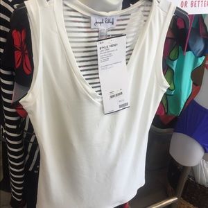 New Designer Joseph Ribkoff White Sheer Shirt